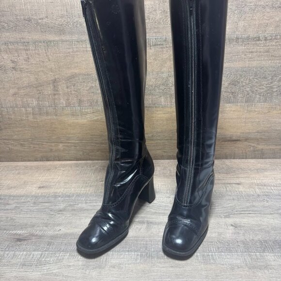 Enzo Angiolini Black Leather Over The Knee Boots Women's Size 8.5 - Picture 1 of 10